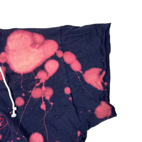 Vintage 1995 MLB Indians Bleach Dye V-Neck Lace Up Crop Top Tee T-Shirt XL - Picture 5 of 6